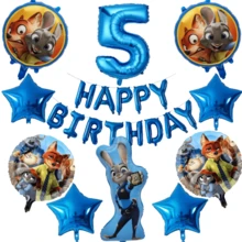 1/23pcs Rabbit Shaped Foil Balloons, 1-9 Blue Number Foil Balloons, Happy Birthday Letter Banners, Birthday Party Decoration Balloon Set - Multicolor - View 7