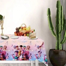 1 pieza Mantel con tema de grupo de chicas, decoración de fiesta de cumpleaños, mantel desechable de PE, adecuado para decoración de fiesta de fans de K-Pop (entrega aleatoria) - Multicolor - Ver 4
