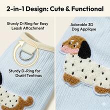 1pc Cartoon Striped Pet Vest, Breathable Polyester Blue-Gold Ombre Anti-Shedding Apparel Suitable For Small/Medium Dogs & Cats, With Bow Decor, Suitable For Spring/Summer, Perfect Gift For Mother's Day And Eid Al-Fitr, Pet Clothes, Pet Vest, Dog Clothes, Cat Clothes, Pet Supplies, Mother's Day - Multicolor - View 3
