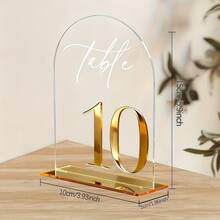 10-Piece Transparent Acrylic Wedding Table Number, Self-Standing Modern Arched Sign For Reception Seating, Anniversaries And Bridal Parties, Elegant Wedding Decoration. - 11-20 - View 2