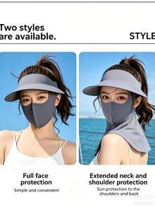 Bộ 1 chiếc khăn che mặt chống nắng toàn diện cho đạp xe, hoạt động ngoài trời mùa hè, du lịch, 3 trong 1, khẩu trang chống nắng có thể tháo rời, mũ liền mạch mùa hè dành cho nữ, khẩu trang che cổ. - Nhiều màu - Xem 4