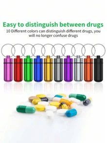 1 pieza Contenedor de pastillas portátil dividido - Contenedor de almacenamiento de medicamentos portátil mini para viajes, estuche de pastillas de viaje con sellado fuerte, organizador de pastillas compacto y duradero, diseño de forma simple, ideal para uso diario, colores surtidos disponibles para llevar, artículos esenciales de viaje - Multicolor - Ver 5