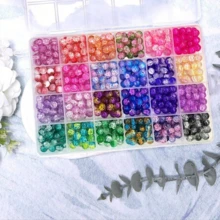 Bộ 24 hạt thủy tinh nứt, đồ thủ công tự làm cho người mới bắt đầu như vòng tay, vòng cổ, dây đeo điện thoại, đồ thủ công mỹ nghệ. - Nhiều màu - Xem 5