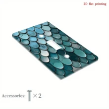 1pc Turquoise Blue & Turquoise Green Mermaid Scale Ceramic Light Switch Plate Cover - Glossy Shimmering Scales, Single/Double Outlet Cover, Easy Clip/Adhesive Installation, Suitable For Kitchen, Bathroom, Nautical & Ocean Themed (Mermaid, 2D Flat) - Multicolor - View 10