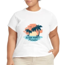 2026 Camiseta unisex de algodón casual de verano, estampada diseño playero surf atardecer, ropa de vacaciones, colores blanco y negro, tallas extras disponibles - Blanco - Ver 4