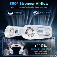 Zechuan 5200mAh Rechargeable Neck Fan, Portable Bladeless Wearable Fan With 360° Airflow, 4-Speed Hands-Free Personal Cooling Fan For Women Men, Summer Travel, Office, Commuting, Camping & Outdoor Work - 白色 - 查看 4