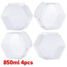 2/4/6pcs Hexagon Transparent Plastic Candy/Cookie Jars With Lids - Airtight Food Storage Containers For Kitchen Countertop, Pantry, Candy Buffet, Weddings, Christmas, Halloween, Easter, Thanksgiving - Space-Saving Design, Durable Containers - Clear - View 19