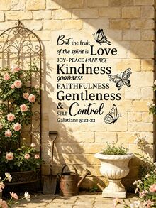 Positive Energy Healing Text Wall Sticker, Vintage European Style Butterfly & Holy English Text, Home Bedroom Living Room Decor, Waterproof Removable Wall Decal - 1PC - View 11