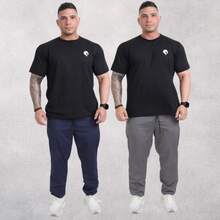 Men's Premium Tactel Pants 100% Polyester | Fitness, Running, Maximum Comfort - 海軍藍 + 鉛 - 查看 2