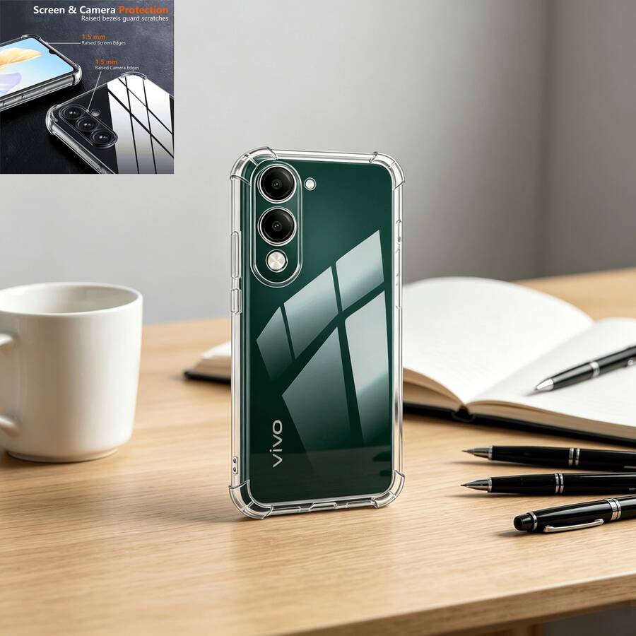 透明防摔手机保护壳,兼容V50、V50 Lite、V50e、V40、V40 Pro、V29、V29 Pro、V27、V27 Pro、Y19s 4G、Y39、Y04、Y29s、Y36、Y78、Y76 5G、Y03 4G、Y18 4G、Y01、Y20、Y20i、Y12s、Y18、Y18e、Y28s、V40 Lite 5G国际版、Y33s 5G(中国版)。镜头保护、防震、防刮擦。避免日常磕碰,保护手机后盖和边框。柔软TPU材质。 - 無色 - 查看 1