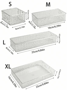 10/7/1pc Drawer Organizer Divider Box, Transparent Water Ripple Cosmetic Storage Box, Transparent PET Plastic Material, Multi-Functional Miscellaneous Sorting Box, Multiple Sizes Available, Suitable For Various Home Drawers, Room Decor, Bathroom Decor - Polka Dots - Transparent - Water Ripple - View 3