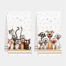 2 buah Handuk Dapur Motif Kartun Kucing & Anjing Lucu, Kain Lap Piring Bahan Poliester Lembut, Cocok untuk Dekorasi Dapur, Pembersihan, Dekorasi Pesta Liburan, Perlengkapan Dapur & Kamar Mandi, Dekorasi Rumah, Hadiah Pesta Rumah Baru - MultiWarna - View 11