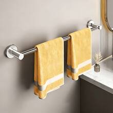 Suporte duplo para toalhas com design escalonado, ideal para banheiro, cozinha e uso em trailers. Feito de aço inoxidável durável, este suporte de parede oferece secagem rápida e fixação antiderrapante para toalhas, panos de rosto e roupas de banho. - Multicolorido - Ver 4