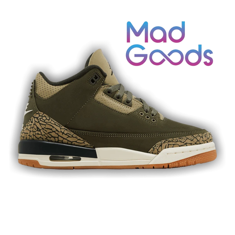 Nike Air Jordan 3 Retro Grade School 'Family Affair' (Unisex) Medium Olive/Sequoia/Neutral Olive/Sail/Total Crimson DM0967-202 Winter New - màu xanh lá - Xem 1