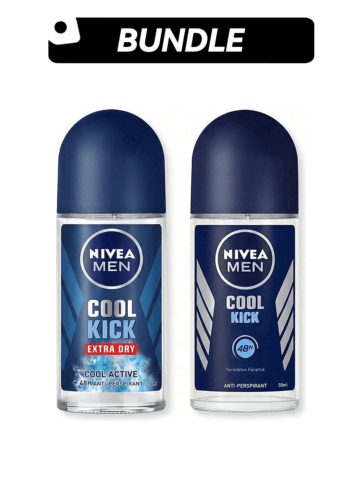 NIVEA [Men Deodorant Bundle]Cool Kick Roll On Deodorant For Men+Fresh Active Roll On Deodorant For Men 1.7oz/50ml*2 - Multi Scents - View 1