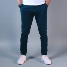 Stretch Gabardine Skinny Pants For Men John Silver - 藍色 - 查看 1