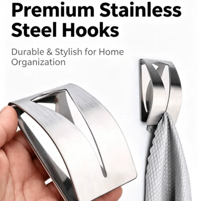 Stainless Steel Towel Hooks, Scissors Hooks, No Drilling Required, Suitable For Kitchen, Bathroom, Washroom, Multi-Functional