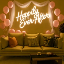 Ainteseaned “Happily Ever After” 亚克力 LED 霓虹灯,可调光 USB 供电,美观墙饰,室内家居装饰,适用于卧室、酒吧、商店、直播场景、婚礼、求婚和派对,多功能夜灯,完美的母亲节礼物(不含电池) - 暖白光 - 查看 6