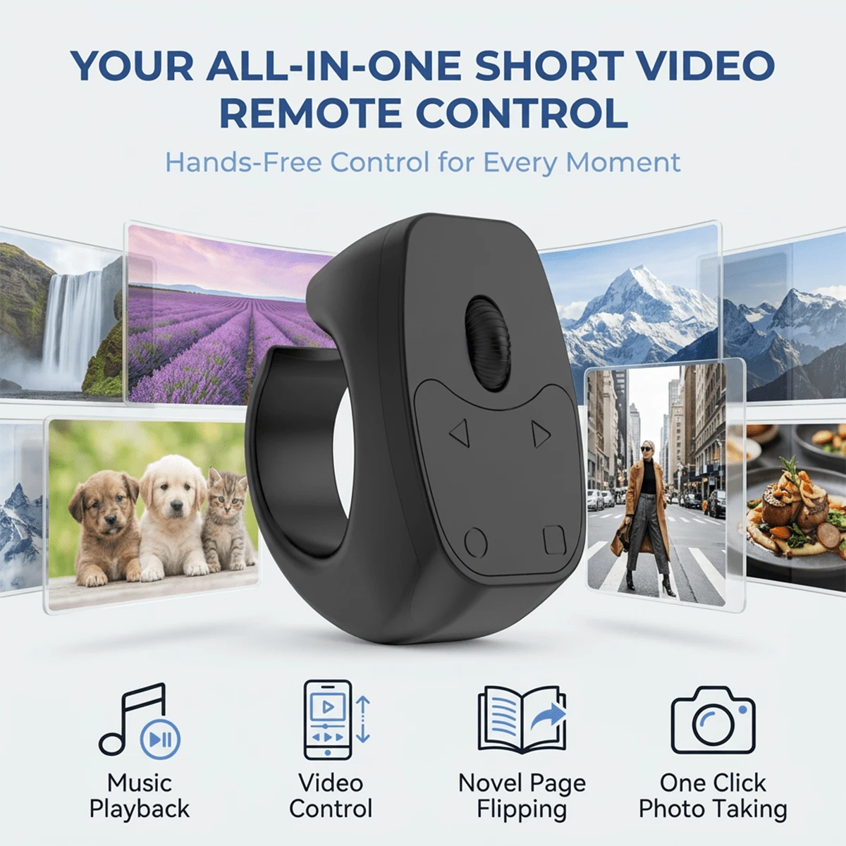 Wireless Rotary Remote Control Ring Compatible With Mainstream Social Media Short Video Platforms, Hands-Free Scrolling Shooting, Can Be Used As Camera Remote Control, Selfie Stick, Slider Remote Control, Built-In 30mAh Battery, Ideal For Summer Vacation, Travel And Other Occasions - Multicolor - View 1