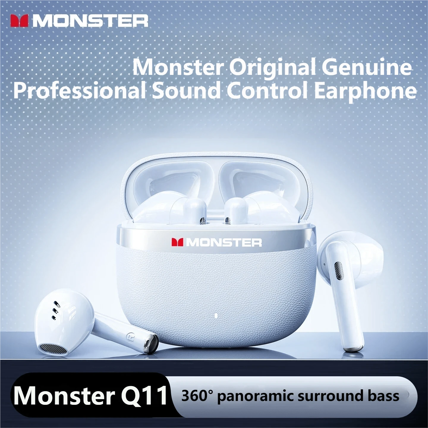 Monster Q11 Bluetooth Earphones Smart Sound Control Music HiFi Effect Call HD Earpods Voice Dual Microphone Semi-ear Headsets Gaming Sports Wireless Earbuds Original Monster Bluetooth Headphone - 查看 1