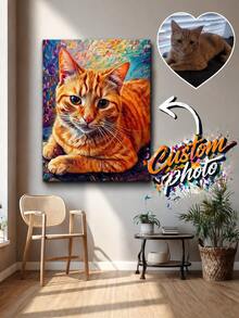 2D Custom Photo Painting - Personalized Family, Couple, Pet Portrait - Upload Your Own Photo - Birthday, Anniversary, Christmas, Valentine's Gift - Home & Office Decor - High-Quality Canvas Print - Easy Hanging Framed Canvas - Perfect For Living Room, Bedroom, Hallway - Unforgettable Memento Gift, Bedroom Decor, Watercolor Effect, Durable Art, Couple Gift, 2D Flat, Ideal Indoor Decoration - Style 1 - View 2