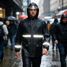 Impermeable separable para adultos, Ropa impermeable para bicicleta eléctrica de Body completo, Conjunto de pantalones impermeables para construcción/pesca, Ropa impermeable gruesa para exteriores - Impermeable dividido - Ver 4