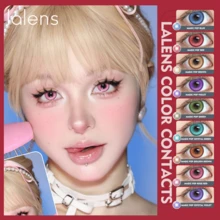 Lentes de contacto desechables anuales naturales y cómodos de LEERMOO para estudiantes, vida diaria, eventos, festivales, disfraces de Halloween y cosplay de arcoíris - Rosa Roja - Ver 4