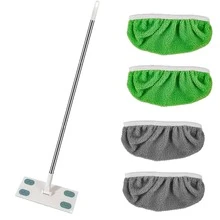 1 Stück Edelstahl Wischmopp mit 4 Stücke wiederverwendbaren super saugfähigen Mikrofaser Mopp Pads (können auch als rutschfeste Überschuhe verwendet werden), weich, waschbar, wasserabsorbierend, rutschfest, geeignet zum Entfernen von Haustierhaaren auf harten Böden. Einfach den Mopp darüberziehen für bequeme und dauerhafte Reinigung, ideal für Wohnung, Studentenwohnheim und andere Räume. - 1 Wischmopp und 4 Wischmoppbezüge - Übersicht 13