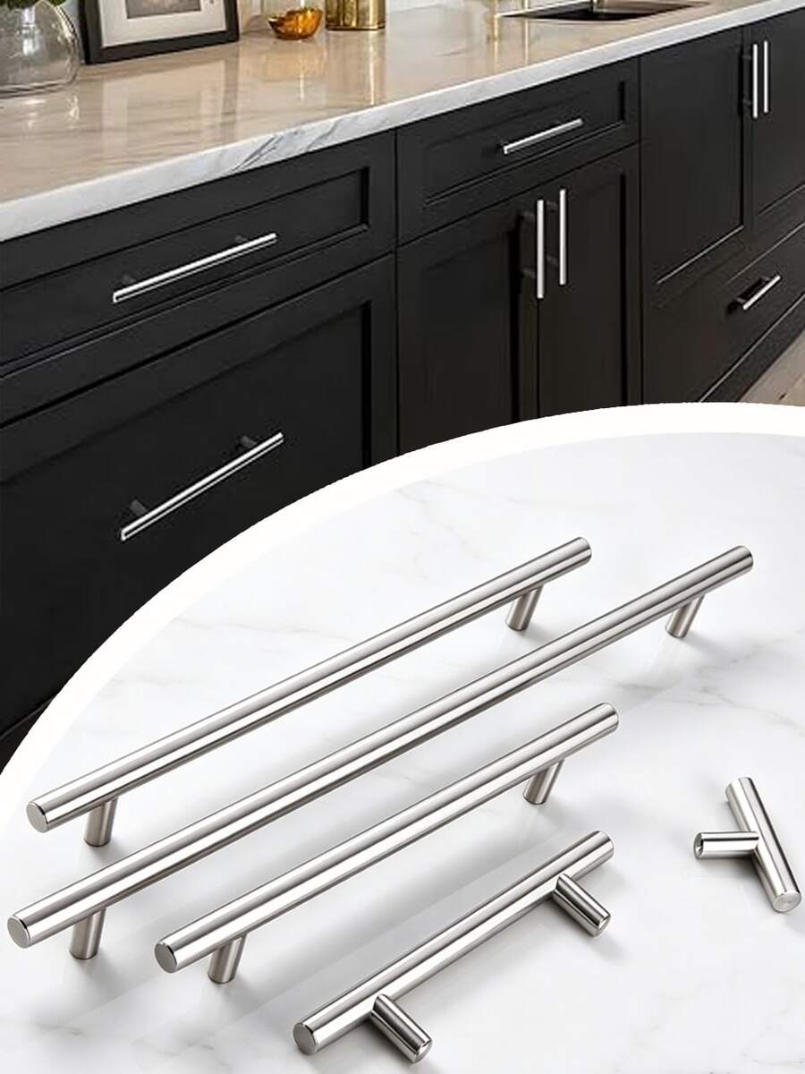 1 pieza/4 piezas Tiradores de gabinete/cajón de acero inoxidable, manijas de cocina, perillas de puerta de tocador de baño, manijas de muebles de metal