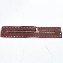 Bộ 4 khóa kéo bằng da PU, có lỗ khâu, dệt hai mặt, bền và đa năng, thích hợp cho túi và phụ kiện DIY - Nhiều màu - Xem 16