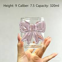 1 chiếc cốc thủy tinh kiểu INS màu hồng với nơ lớn, cốc thủy tinh nơ 3D, cốc trà chiều, cà phê, nước ép, nước ngọt, nước khoáng, kem, sữa, quà tặng. - Nhiều màu - Xem 9