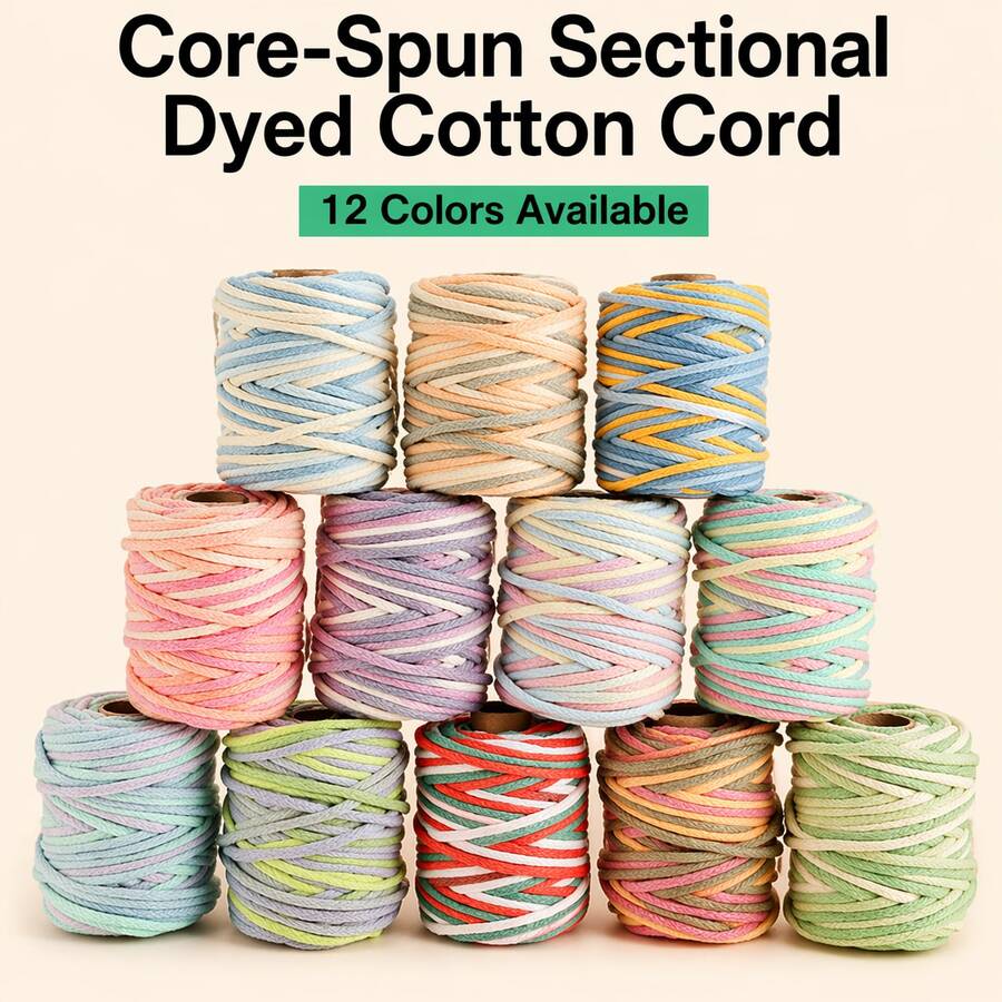 12 couleurs 4 mm x 30 m/98,42 pieds Corde en coton à âme dégradée Corde macramé teinte dégradé pour suspension murale, tapisserie, support de plante, artisanat DIY, emballage cadeau, décoration d'intérieur - Modèle 11 - Voir 1