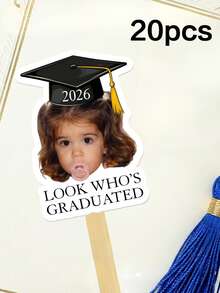 Palitos de decoración personalizados para graduación que incluyen máscaras de recorte de papel, abanicos de graduación, regalos personalizables para fiestas de graduación - Multicolor - Ver 11