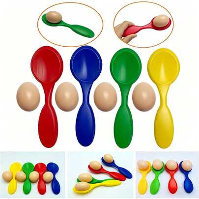 8pcs Easter Egg Spoon Racing Game Set, Carnival Egg Spoon Racing Game, Suitable For Family Activities, Holiday Outdoor Yard Easter Egg Hunt, Birthday Party Lawn Games, Egg Balancing Spoon Fun Sports, Egg Balancing Spoon Racing Game, Birthday Party Gift, Spoon Racing Game Set, Egg Relay Race, Outdoor Plastic Egg Games