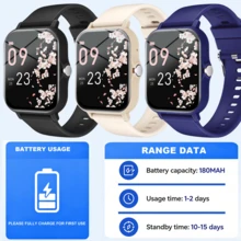 Reloj inteligente unisex con llamadas inalámbricas & alertas de mensajes, podómetro, seguimiento de calorías y distancia, modos multideporte, control de música, cámara remota, alarma, Body de PC & correa de silicona, batería de 180mAh, carga USB, reloj inteligente multifunción para smartphones, regalo de vacaciones - Multicolor - Ver 11