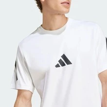 adidas 真治癒系列 品牌logo涼感運動休閒條紋短袖T卹 男款 白色 - 白色 - 查看 5