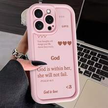 1 chiếc ốp lưng điện thoại TPU chống sốc, họa tiết tối giản "God Loves", ôm sát toàn diện, tương thích với Apple 17/17Pro/17ProMax/16/16Pro/16ProMax/15/15Pro/15ProMax/14/13/12/11 - Hồng - Xem 6