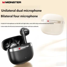 Monster Q11 Bluetooth Earphones Smart Sound Control Music HiFi Effect Call HD Earpods Voice Dual Microphone Semi-ear Headsets Gaming Sports Wireless Earbuds Original Monster Bluetooth Headphone - 查看 6