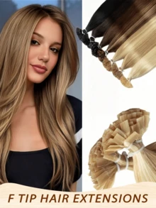 50pcs Human Hair Extensions 12-22 Inch Straight Hair Keratin F-Type Seamless Invisible High Quality Natural Real Hair For Wedding Daily Party Use - Multicolor - View 3