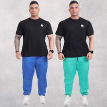 Men's Premium Tactel Pants 100% Polyester | Fitness, Running, Maximum Comfort - 皇家藍 + 水綠色 - 查看 2
