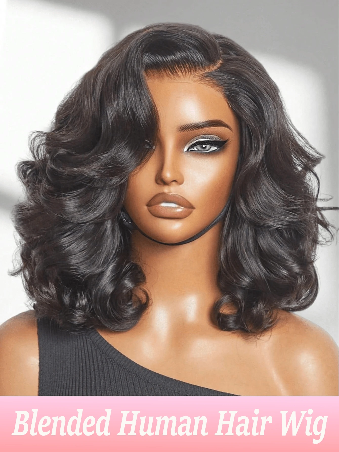 Peluca frontal de encaje invisible con ondas, densidad del 200%, 13x4 pulgadas. Peluca frontal de encaje con onda de agua de alta definición, 13x6 pulgadas. Peluca frontal de encaje ondulada sin pegamento de 34 pulgadas. Peluca frontal de encaje ondulada sin pegamento con cabello bebé para línea de cabello natural, 5x5 pulgadas, para uso diario - Natural y Negro - Ver 1