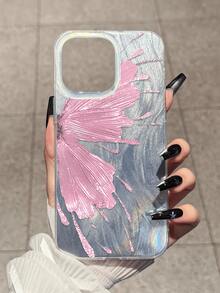 1 chiếc ốp lưng điện thoại IMD Feather Chiffon mới, họa tiết bướm hồng độc đáo, tương thích với các dòng điện thoại Apple 17 Pro Max/17 Pro/17/Air/16/15/14/13 Pro Max/14 Plus/12 Pro Max/12 Pro/12/11/XR Series - Bạc - Xem 2