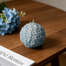 压纹樱花蜡烛模具 3D花球硅胶蜡烛模具，花球模具，适用于DIY蜡烛制作、肥皂、树脂和蜡熔化，可重复使用不粘工艺模具 - A-白色 - 查看 5