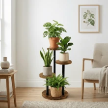 3-Tier Corner Plant Stand Indoor Home, Triangle Space Saving Design, No Tools Quick Assembly, For Living Room Balcony Garden - View 2