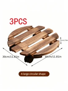 2 pièces Chariot de plantes, support de plante en bois, étagère de plante robuste sur roulettes, chariot de plante rond, avec roulettes métalliques verrouillables, roulettes pivotantes à 360°, convient pour les grandes plantes en pot/pots de fleurs/patio d'intérieur/extérieur - Multicolore - Voir 18