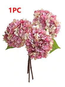 6/3/1 人造绣球花束，室内装饰，秋季装饰，仿真花卉，花园装饰，生日派对装饰，婚礼花篮，新娘捧花，家居装饰，餐厅，卧室，窗台装饰，花瓶装饰，情人节礼物，新年装饰，户外花园，返校季 - 中紫紅色 - 查看 7