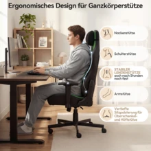 Devoko Gunji Massage Video Game Chair For Adults With Footrest, PU Leather Computer Desk Chair, Adjustable Backrest, High Back Support, Home Office Chair With Headrest And Lumbar Support - Dark Green - View 4