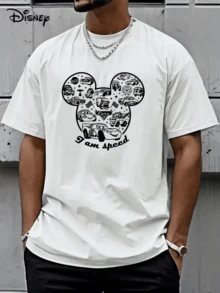 (Disney Licensed)Disney Cars Men's T-Shirt, "I Am Speed" Mickey Head Outline Graphic Tee, Oversized Crew Neck Short Sleeve Casual Streetwear T-Shirt, Cars Characters Inside Mickey Head Print Men's Summer Top, Disney Officially Authorized Men's Short-Sleeved T-Shirts, Mens Clothes, Men, Ropa De Hombre, Summer Clothes, Men Shirts, Graphic Tees, Disney Outfits Men, Graphic Tees, Camisetas Para Hombre, Camisas Para Hombre, Summer Outfits For Men, Father's Day Gift, Perfect Gift For Family And Friends, Which Are Necessary For Birthday Parties, Disney Shirts, Mens Clothes, Summer Clothes, Officially Licensed Disney T-Shirts, Disney Men's And Women's Spring/Summer Fashion Casual Short-Sleeve T-Shirts - trắng - Xem 1