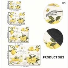 1pc Lemon Print Sink Mat, Super Absorbent, Countertop Decor, Spring/Summer Floral & Lemon Pattern, Washable & Foldable, Quick Drying & Anti-Mold - FULSD254 - View 4