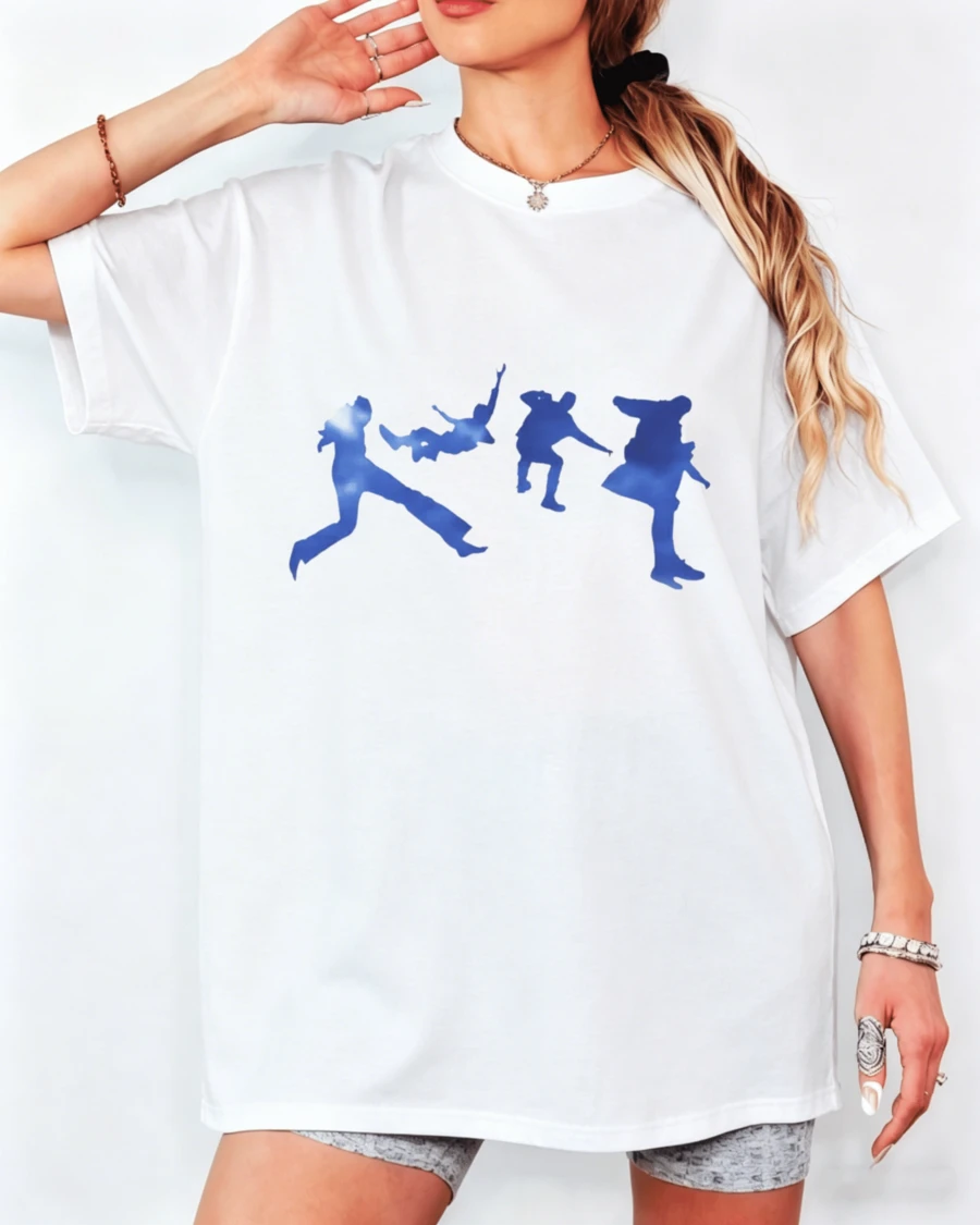 5 Seconds Of Summer T-Shirt, 5SOS Retro Cartoon Band Print, Unisex Pop Punk Fan Streetwear Top - White - View 1